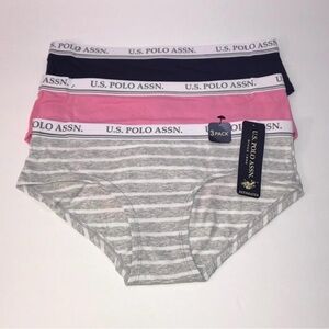 U.S Polo ASSN Set 3 Pieces Cotton Panties Hipster Underwear . NWT